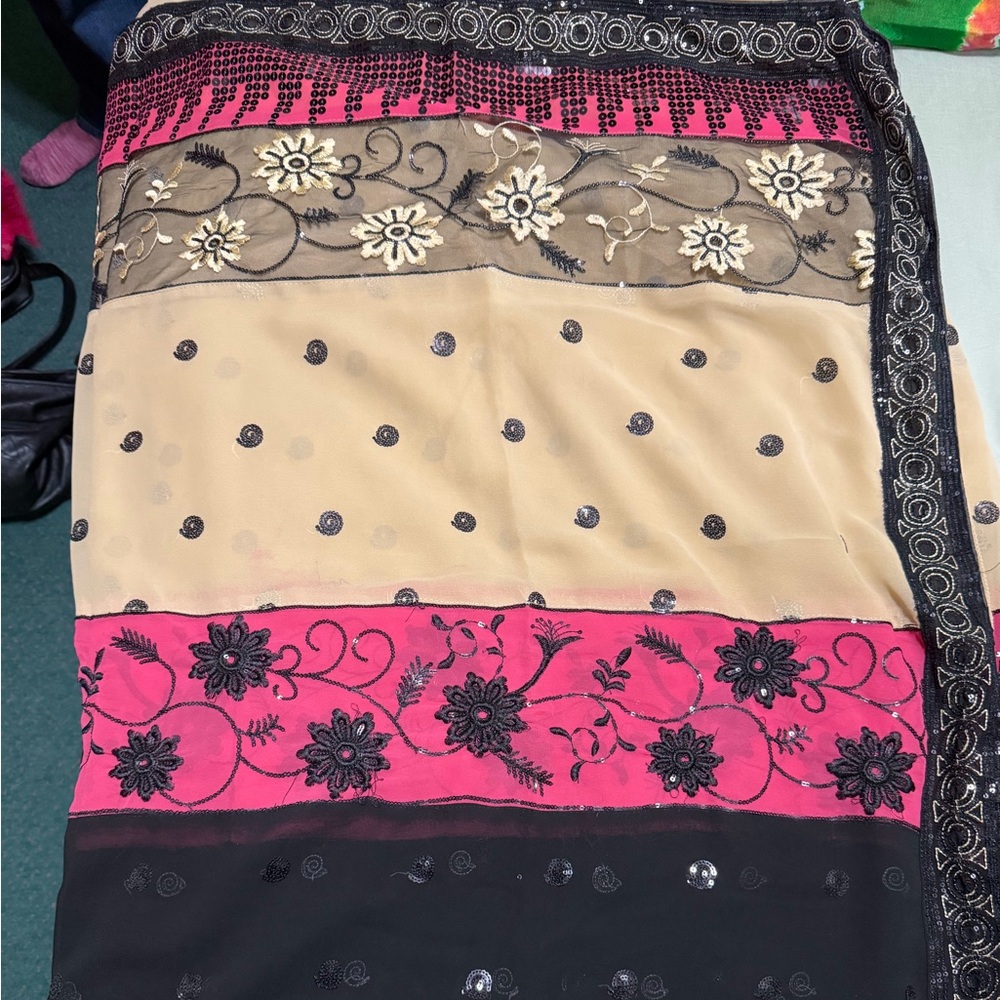 Floral Embroidered Multi-Color Saree